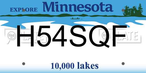 H54SQF Minnesota License Plate