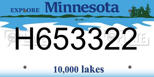 H653322 Minnesota License Plate