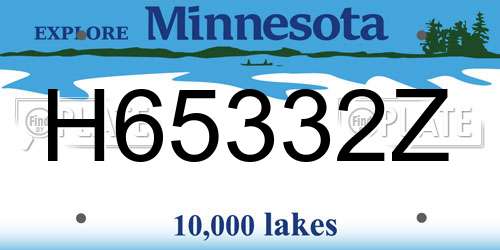 H65332Z Minnesota License Plate