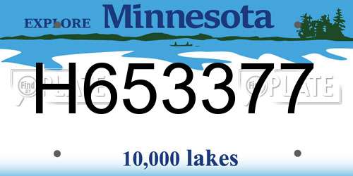 H653377 Minnesota License Plate