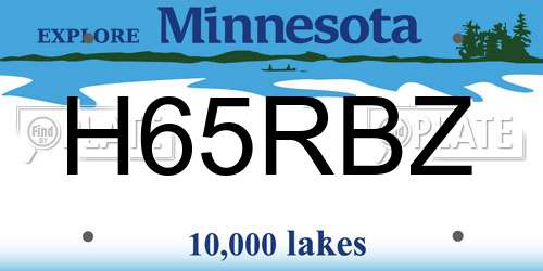 H65RBZ Minnesota License Plate