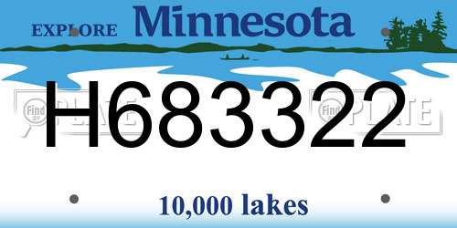 H683322 Minnesota License Plate