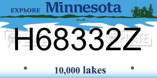 H68332Z Minnesota License Plate