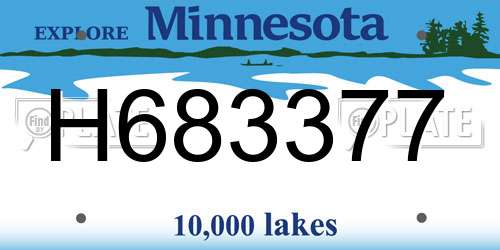 H683377 Minnesota License Plate