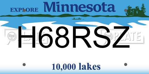 H68RSZ Minnesota License Plate