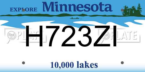 H723ZI Minnesota License Plate