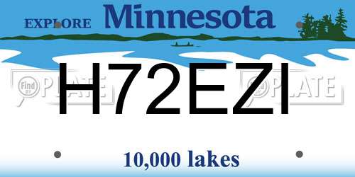 H72EZI Minnesota License Plate