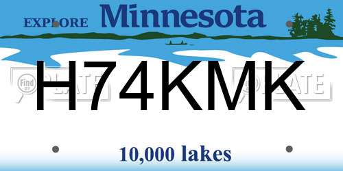 H74KMK Minnesota License Plate