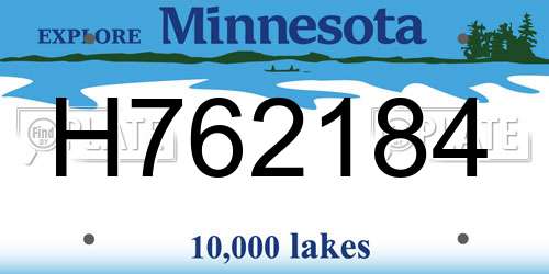 H762184 Minnesota License Plate
