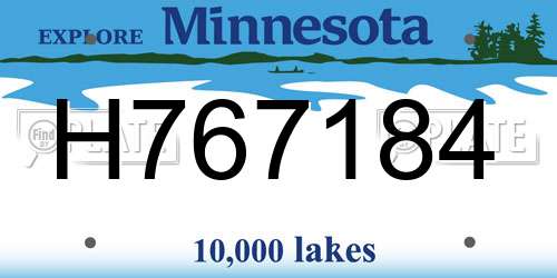 H767184 Minnesota License Plate