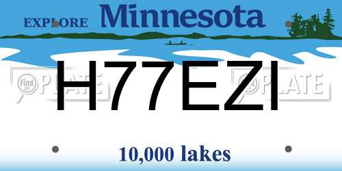 H77EZI Minnesota License Plate