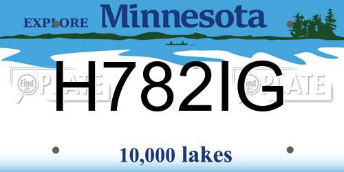 H782IG Minnesota License Plate