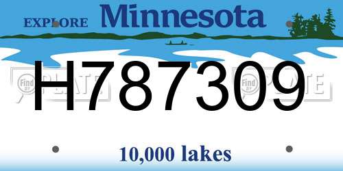 H787309 Minnesota License Plate