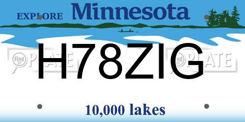 H78ZIG Minnesota License Plate