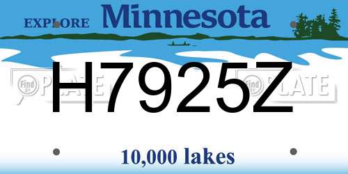 H7925Z Minnesota License Plate