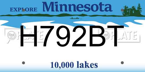 H792BT Minnesota License Plate