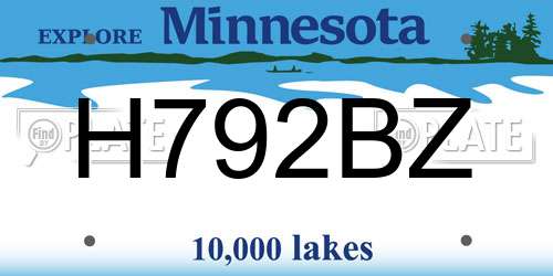 H792BZ Minnesota License Plate