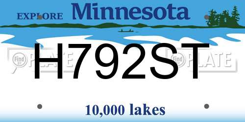 H792ST Minnesota License Plate