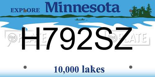 H792SZ Minnesota License Plate