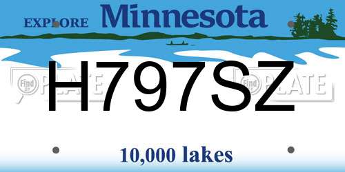 H797SZ Minnesota License Plate