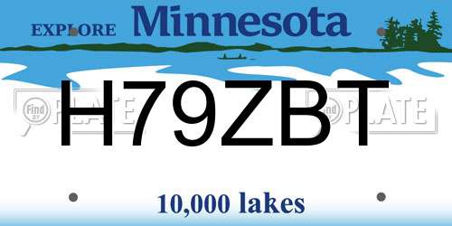 H79ZBT Minnesota License Plate