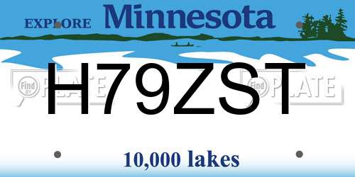 H79ZST Minnesota License Plate