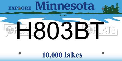 H803BT Minnesota License Plate