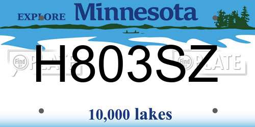 H803SZ Minnesota License Plate