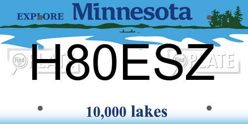 H80ESZ Minnesota License Plate