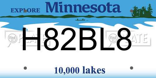 H82BL8 Minnesota License Plate