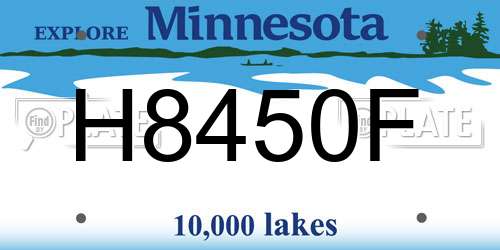 H8450F Minnesota License Plate