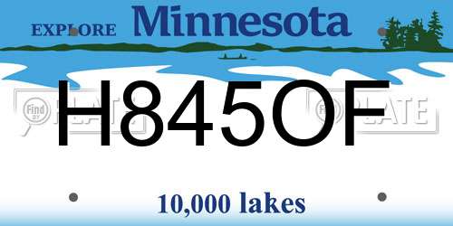 H845OF Minnesota License Plate