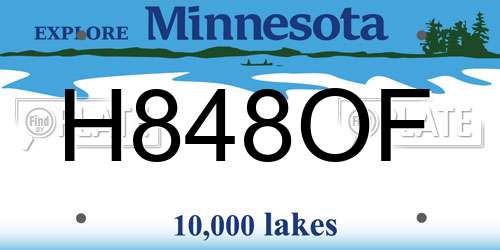 H848OF Minnesota License Plate