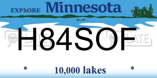 H84SOF Minnesota License Plate