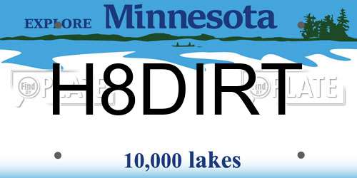 H8DIRT Minnesota License Plate