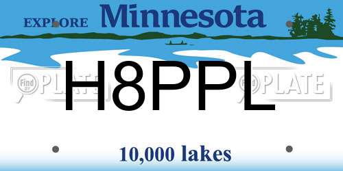 H8PPL Minnesota License Plate