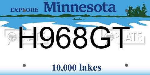 H968GT Minnesota License Plate