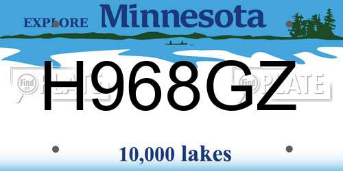 H968GZ Minnesota License Plate