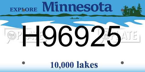 H96925 Minnesota License Plate