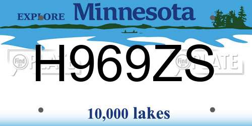 H969ZS Minnesota License Plate