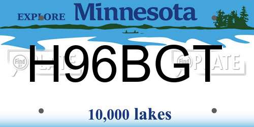 H96BGT Minnesota License Plate