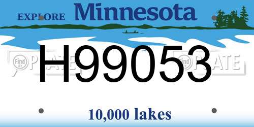 H99053 Minnesota License Plate
