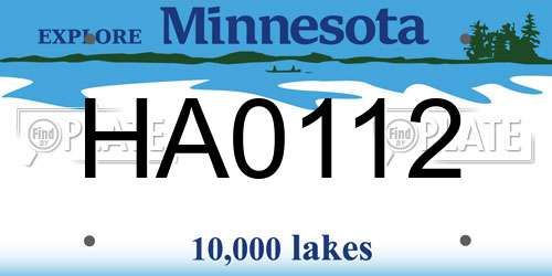 HA0112 Minnesota License Plate