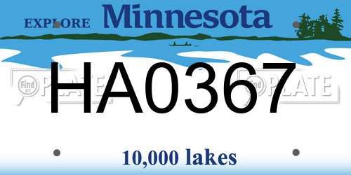 HA0367 Minnesota License Plate
