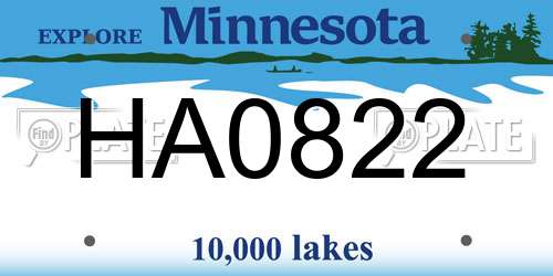HA0822 Minnesota License Plate