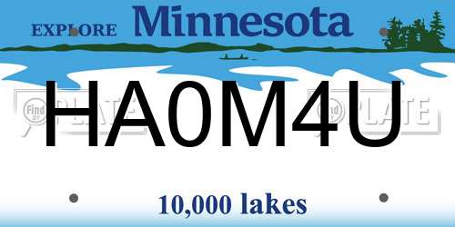 HA0M4U Minnesota License Plate