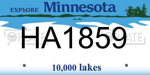 HA1859 Minnesota License Plate