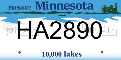 HA2890 Minnesota License Plate