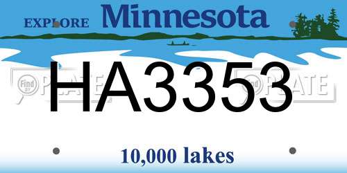 HA3353 Minnesota License Plate
