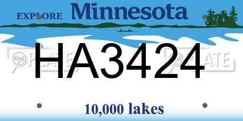 HA3424 Minnesota License Plate